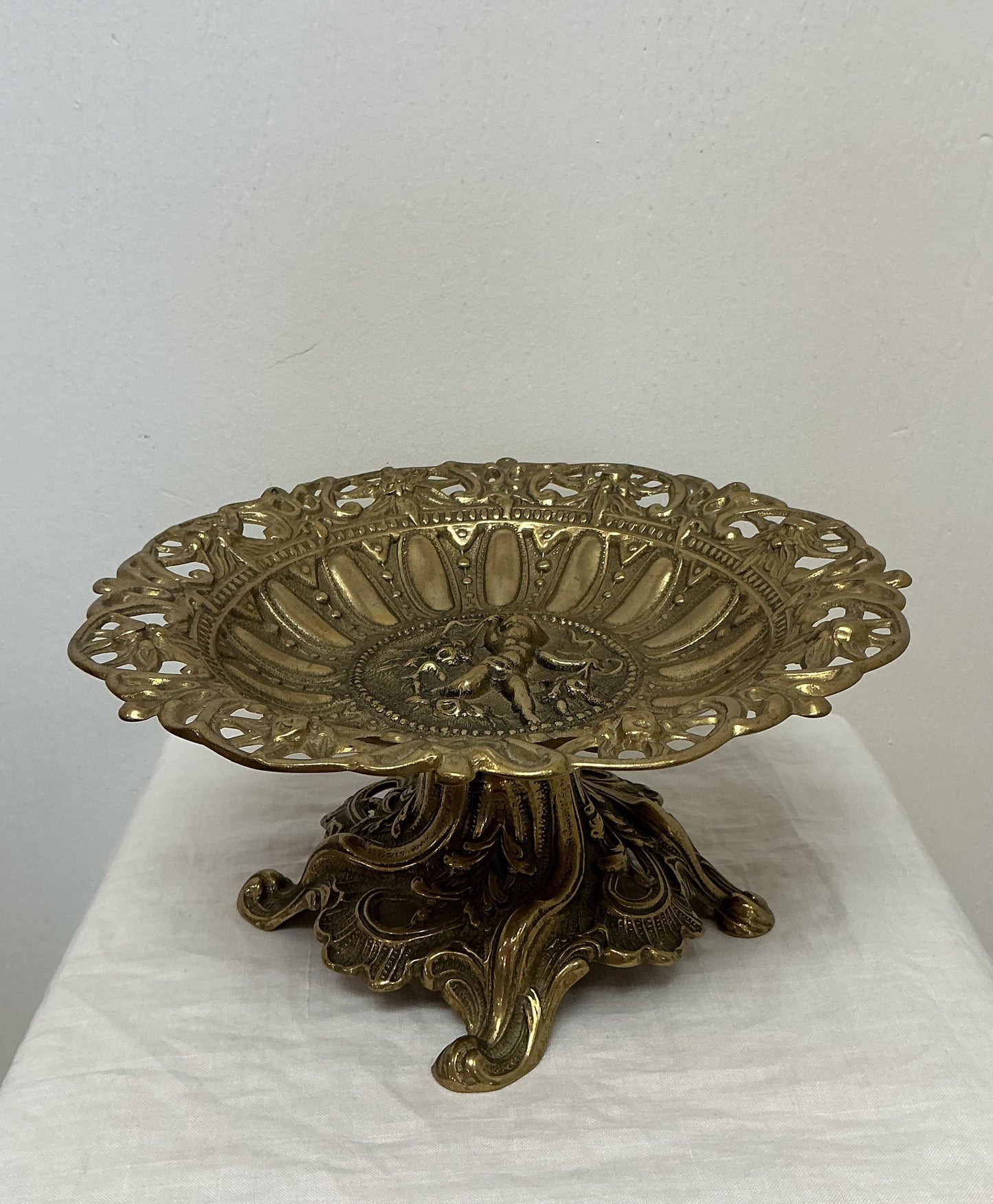 Italian Brass Cherub Footed Bowl