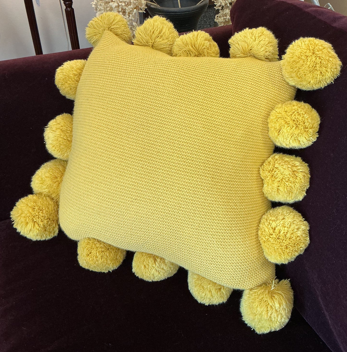 Knit Pom Pom Pillow