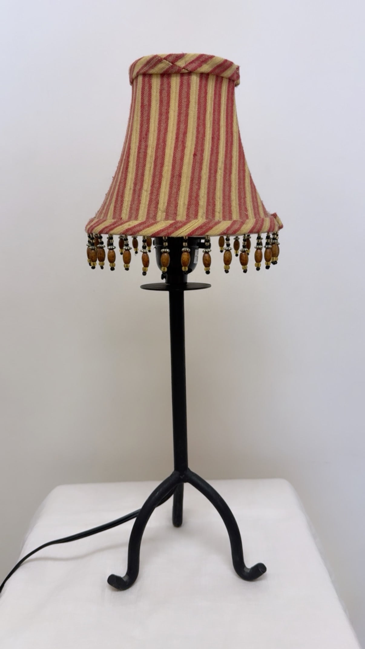 Vintage Table Lamp with Beaded Fringe Shade