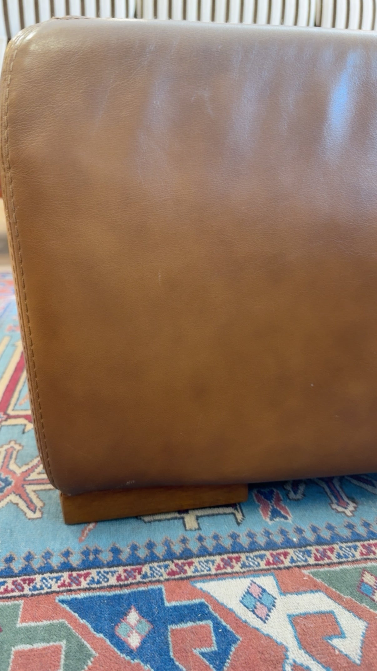 TAN LEATHER SOFT SQUARE OTTOMAN
