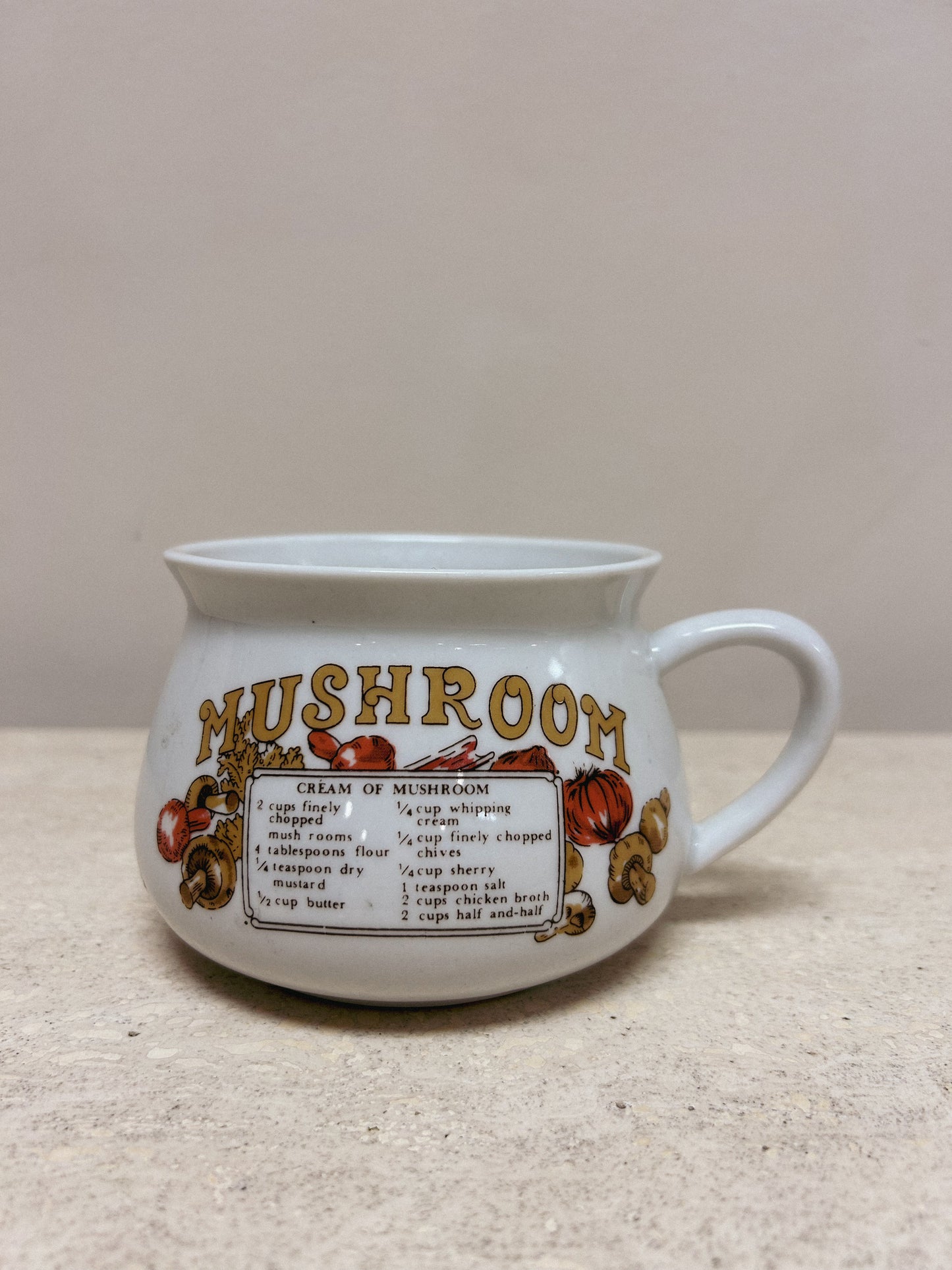 Vintage Mushroom Soup Recipe Mug