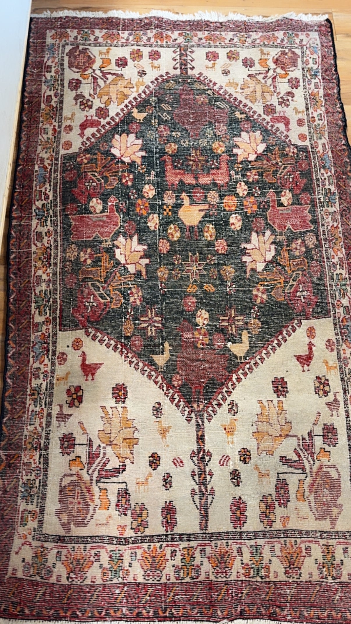 Vintage Hand-Knotted Wool Rug