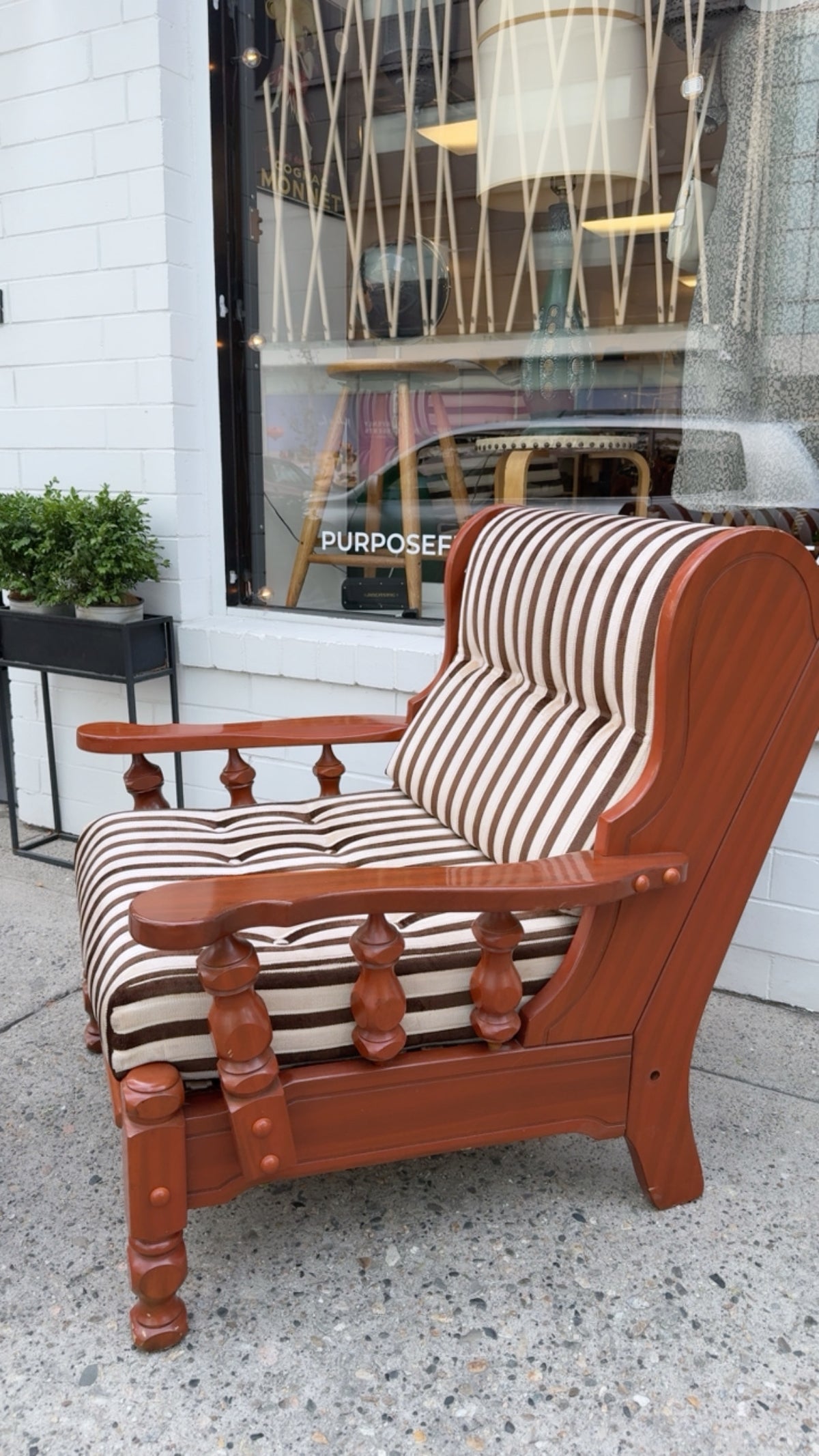 1970s Danish-Style Carved Oak Lounge Chairs with Ottoman