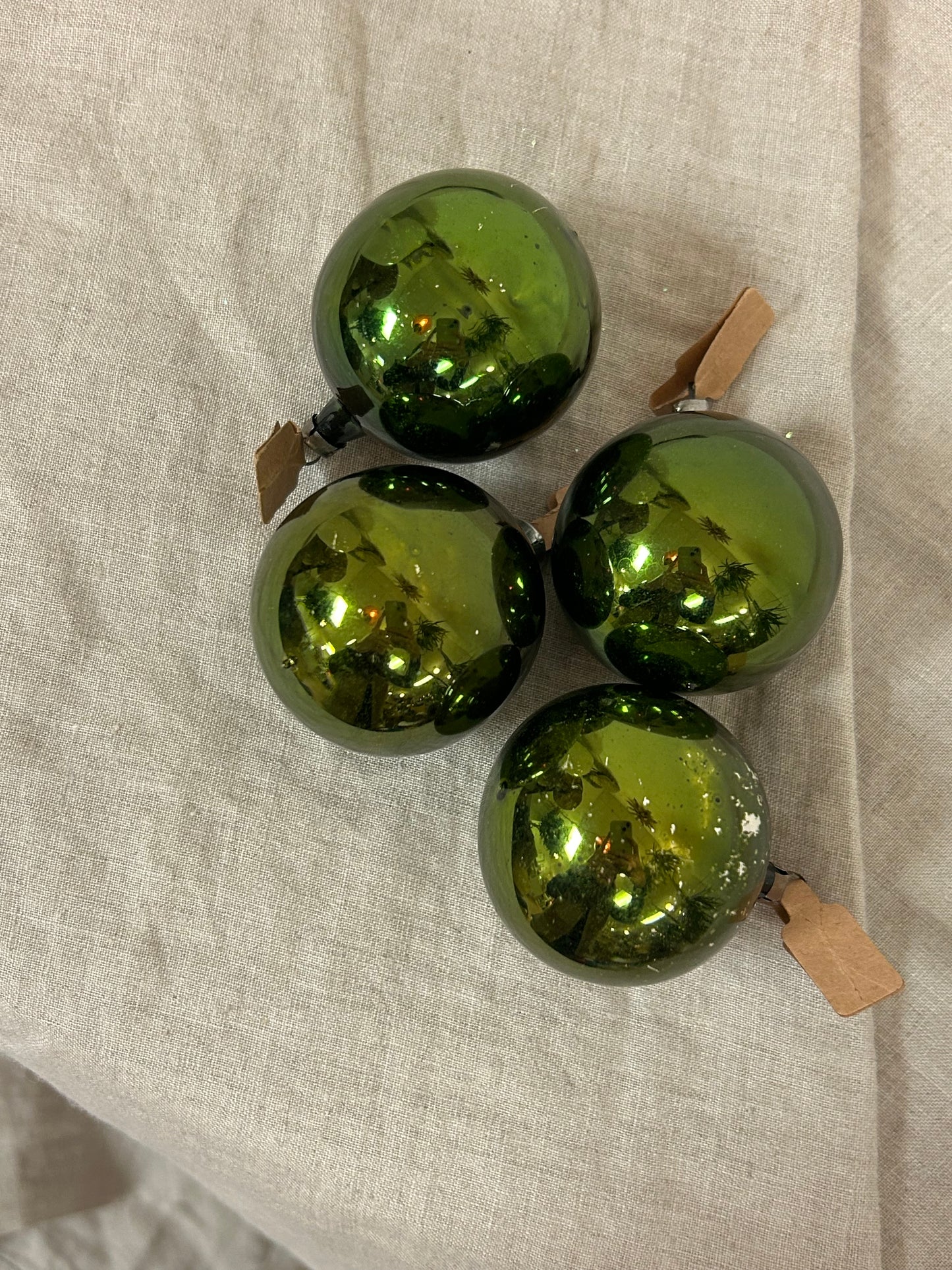 Olive Green Glass Ornaments