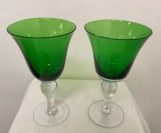 Vintage Emerald Wine Goblets