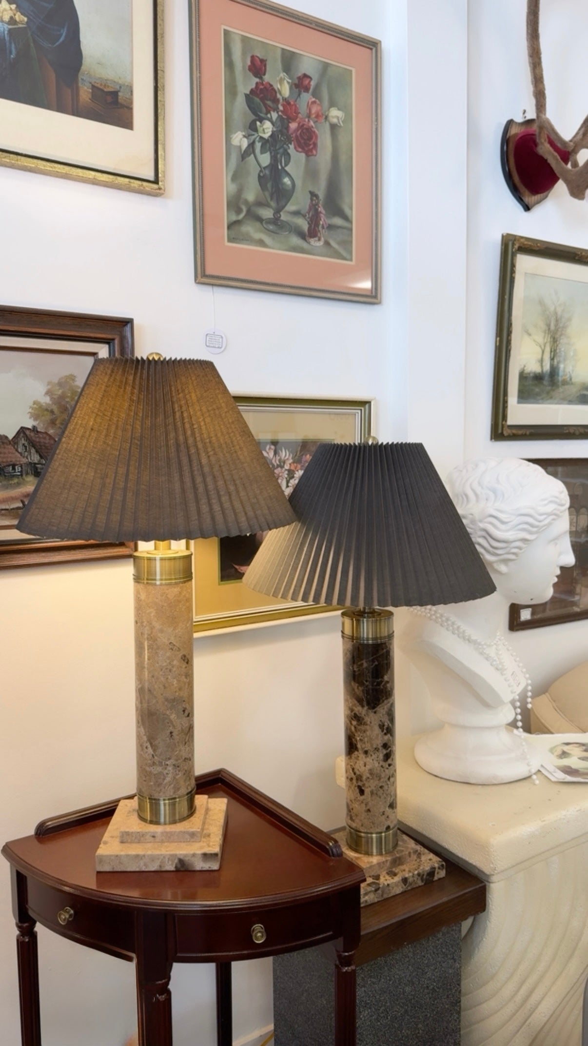Stunning Pair of Modern Solid Marble Table Lamps