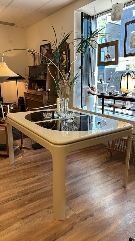 Retro Ivory Lacquer Dining Table