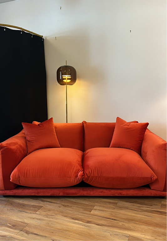 Blood Orange Velvet Loveseat