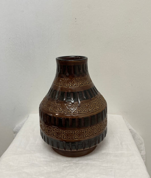 West Germany Geometric Brown Vase