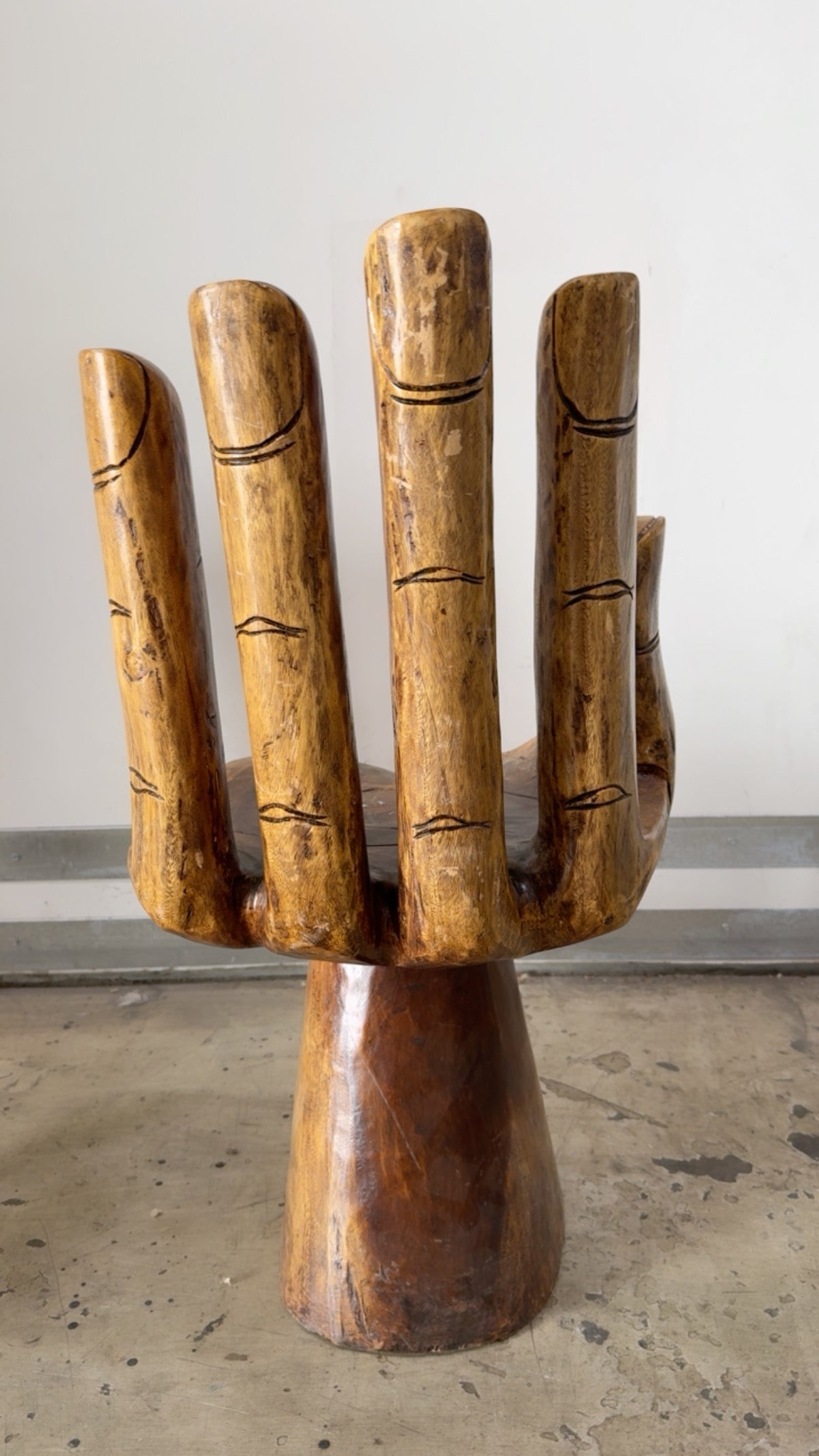 CIRCA 1970s UNIQUE HANDCARVED WOOD HAND CHAIRS
