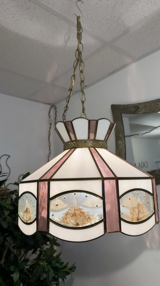 PRESSED FLOWER STAINED GLASS SWAG LAMPSHADE