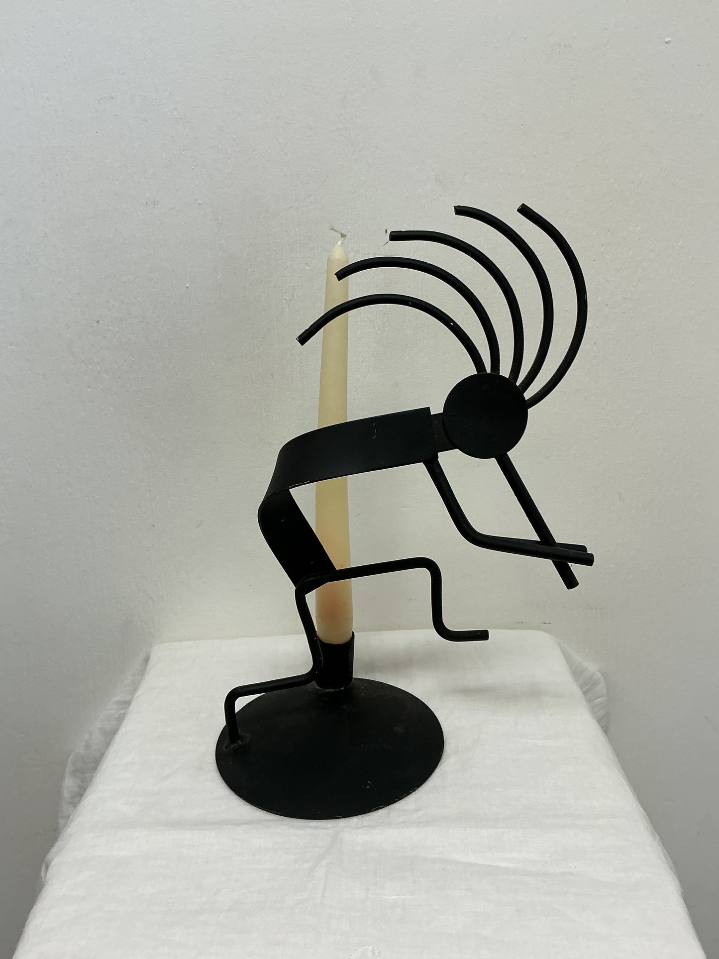 Kokopelli Flute Dancing Metal Candle Holder