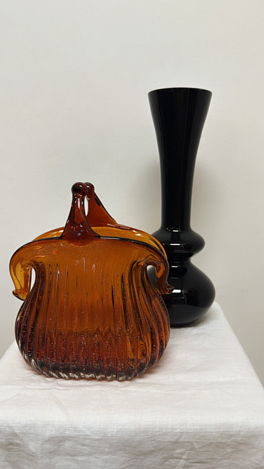 Amber Art Glass Purse