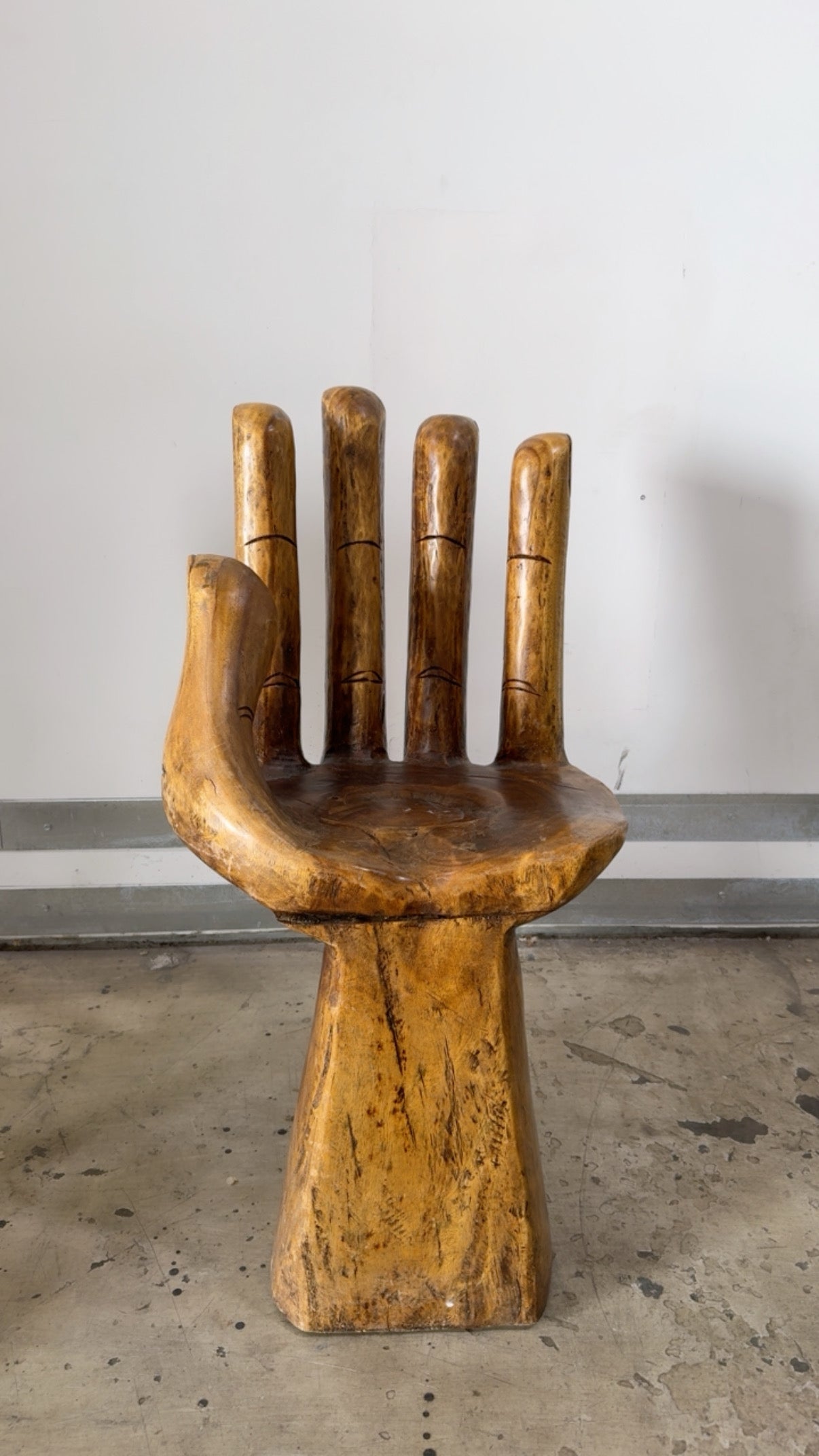 CIRCA 1970s UNIQUE HANDCARVED WOOD HAND CHAIRS