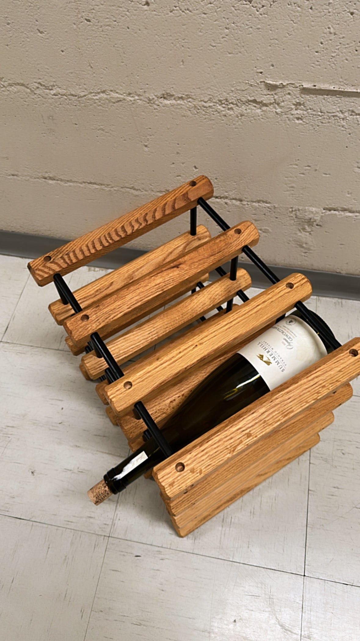 Wood/Metal 9 Bottle Wine Holder