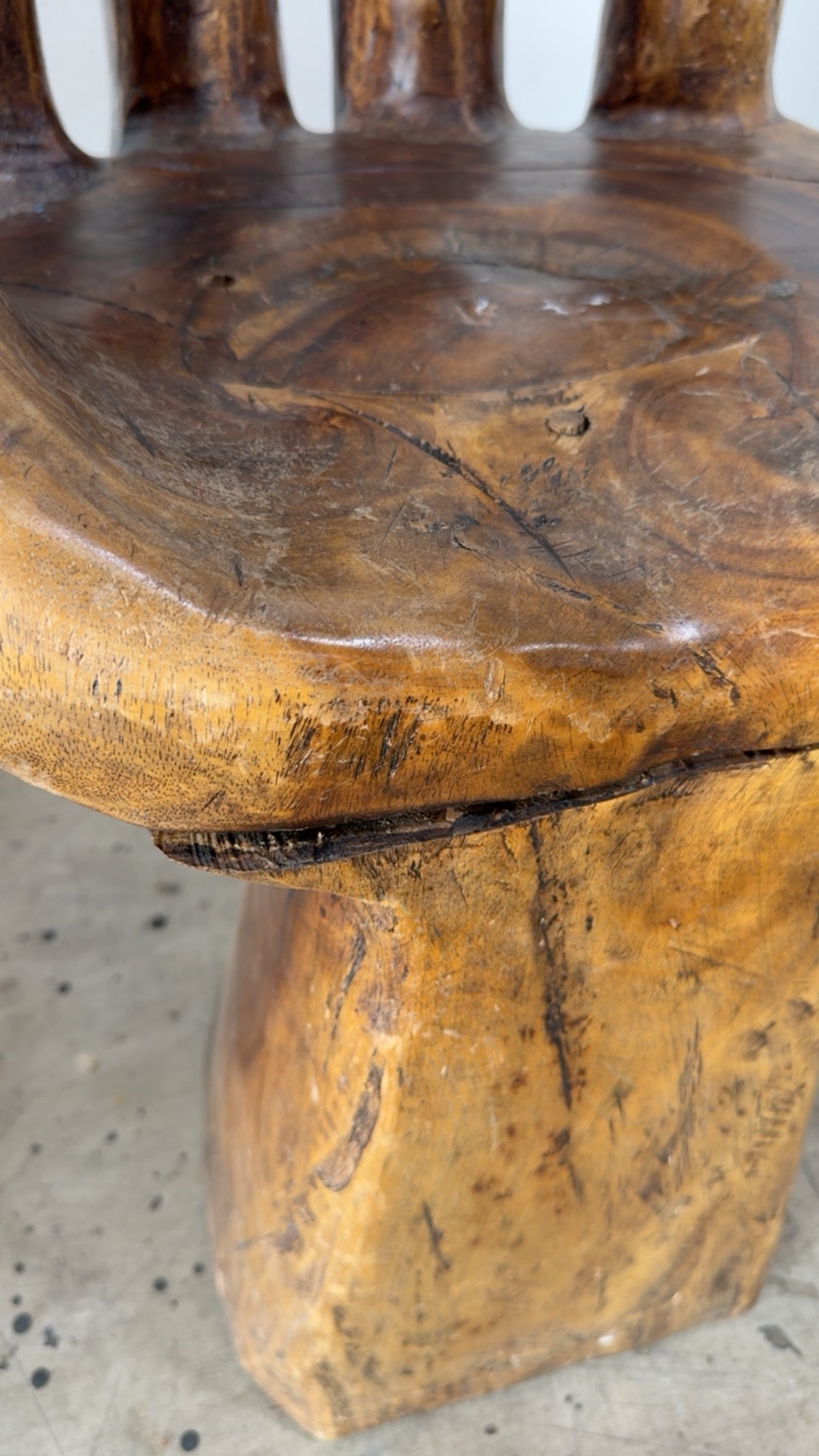 CIRCA 1970s UNIQUE HANDCARVED WOOD HAND CHAIRS