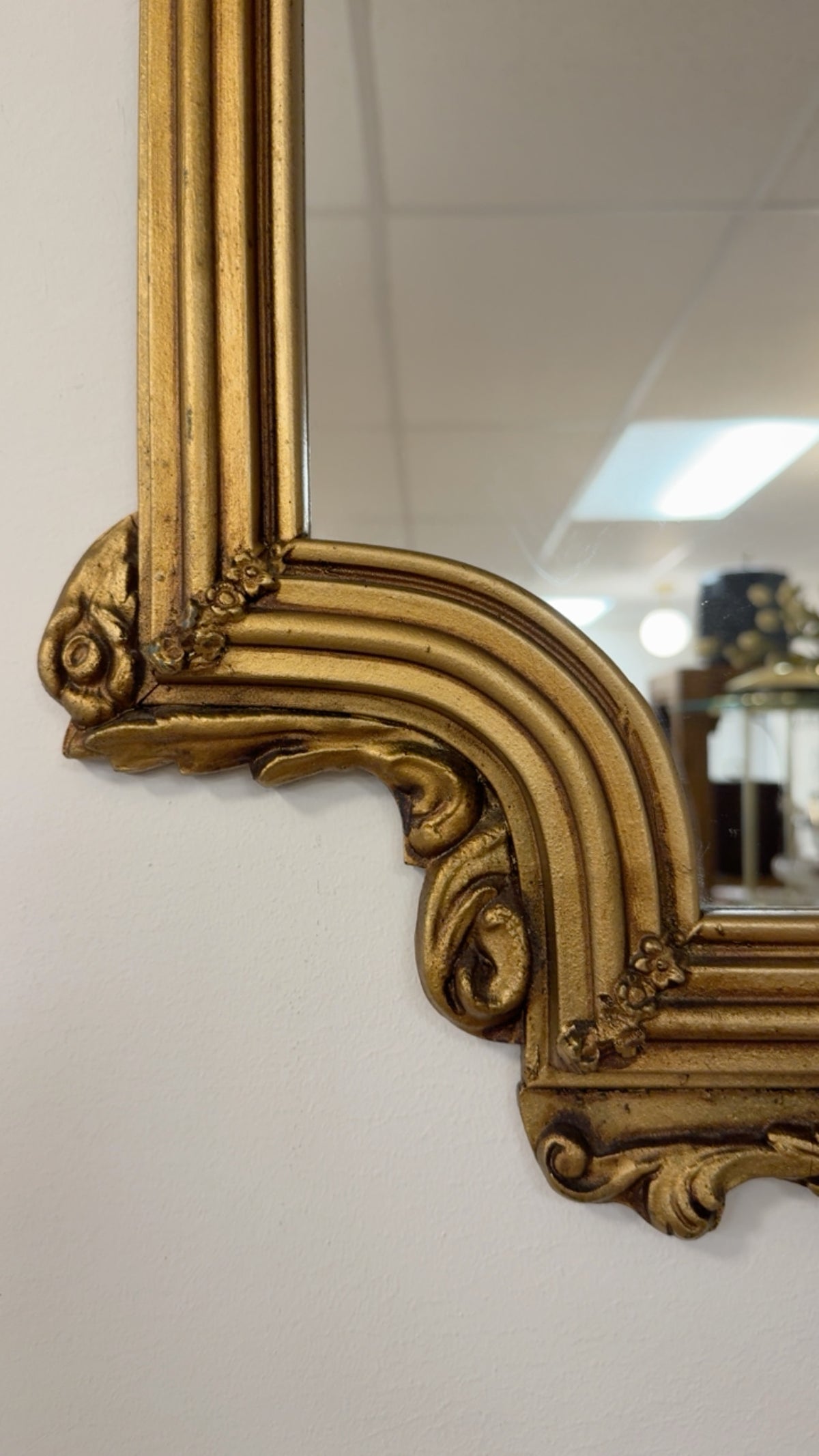 HOLLYWOOD REGENCY ORNATE VINTAGE GOLD RESIN WALL MIRROR