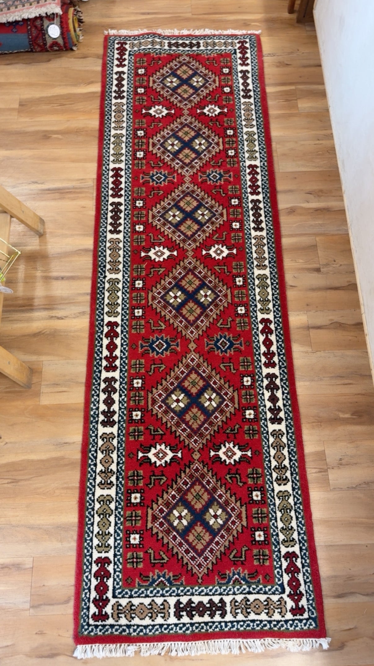 Vintage Royal Kazak Tribal Geometric Handwoven Runner