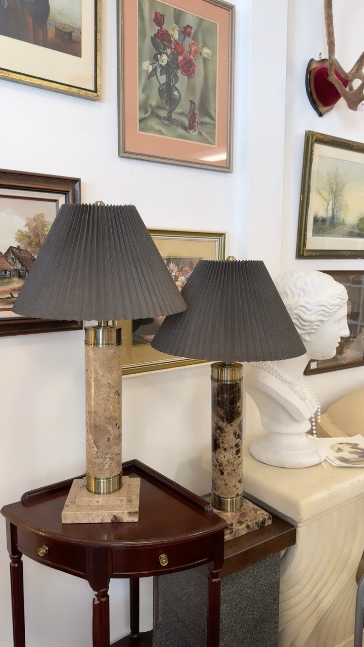 Stunning Pair of Modern Solid Marble Table Lamps