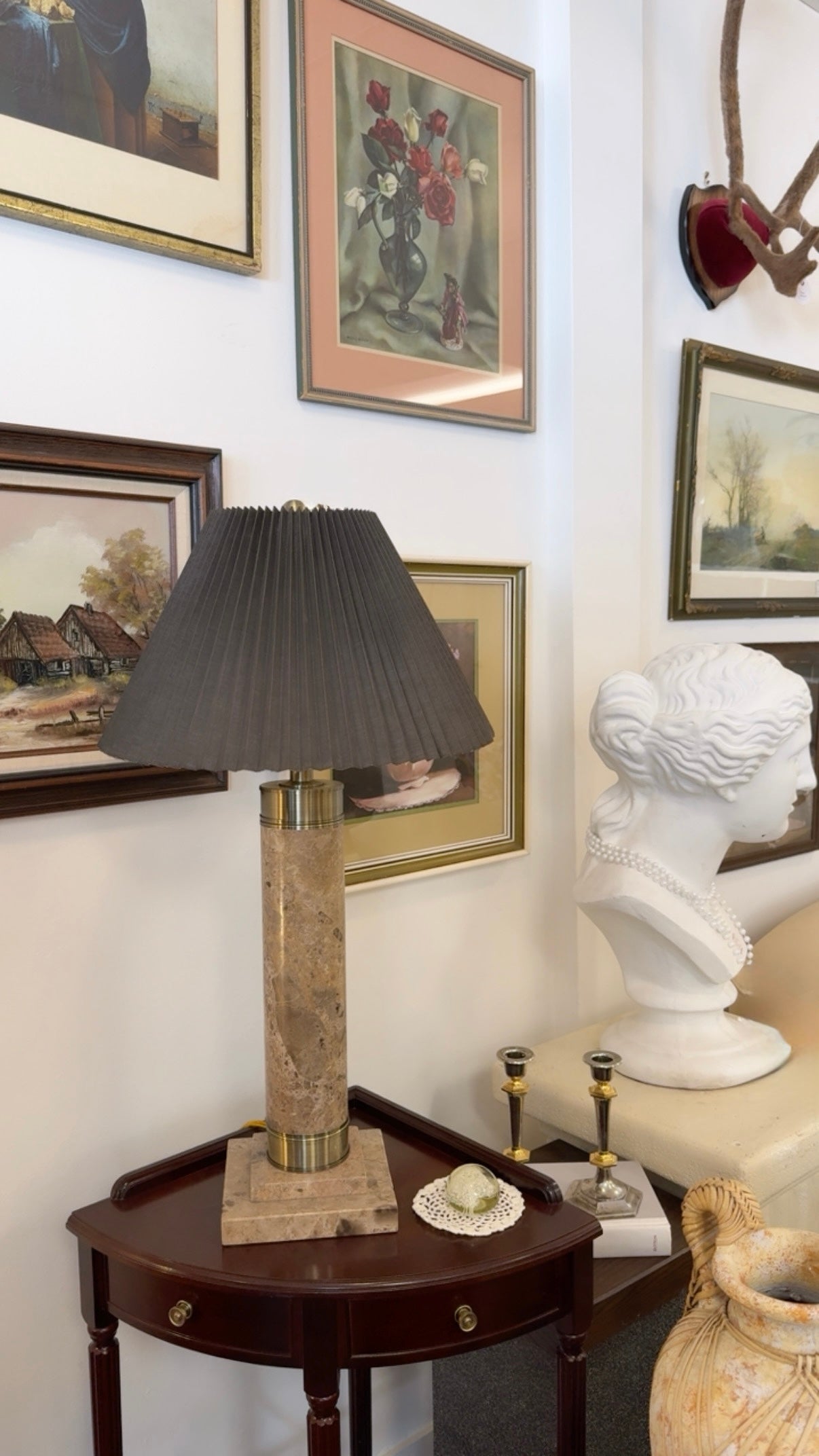 Stunning Pair of Modern Solid Marble Table Lamps