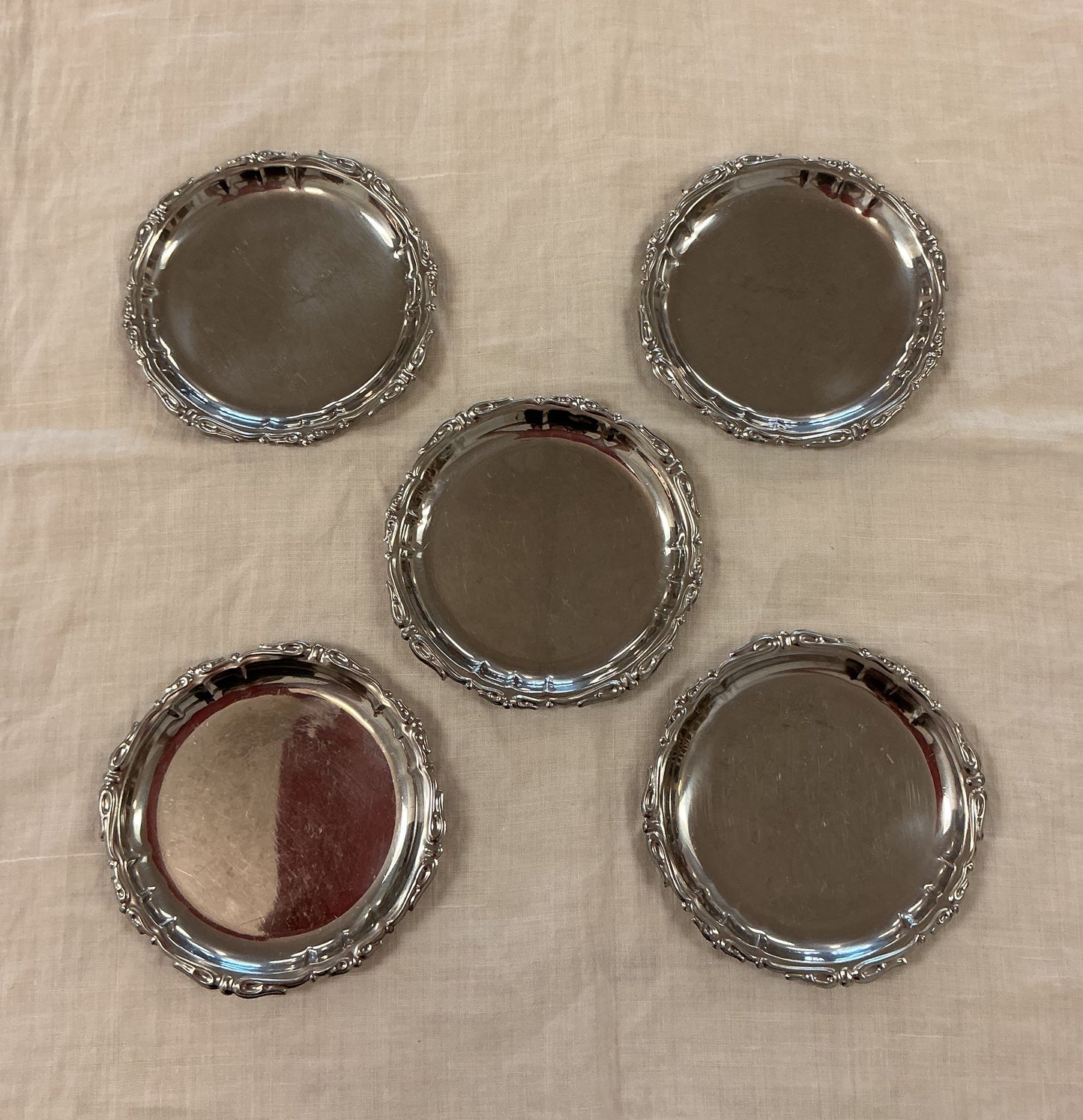 Silver Plated Coasters Set of 5