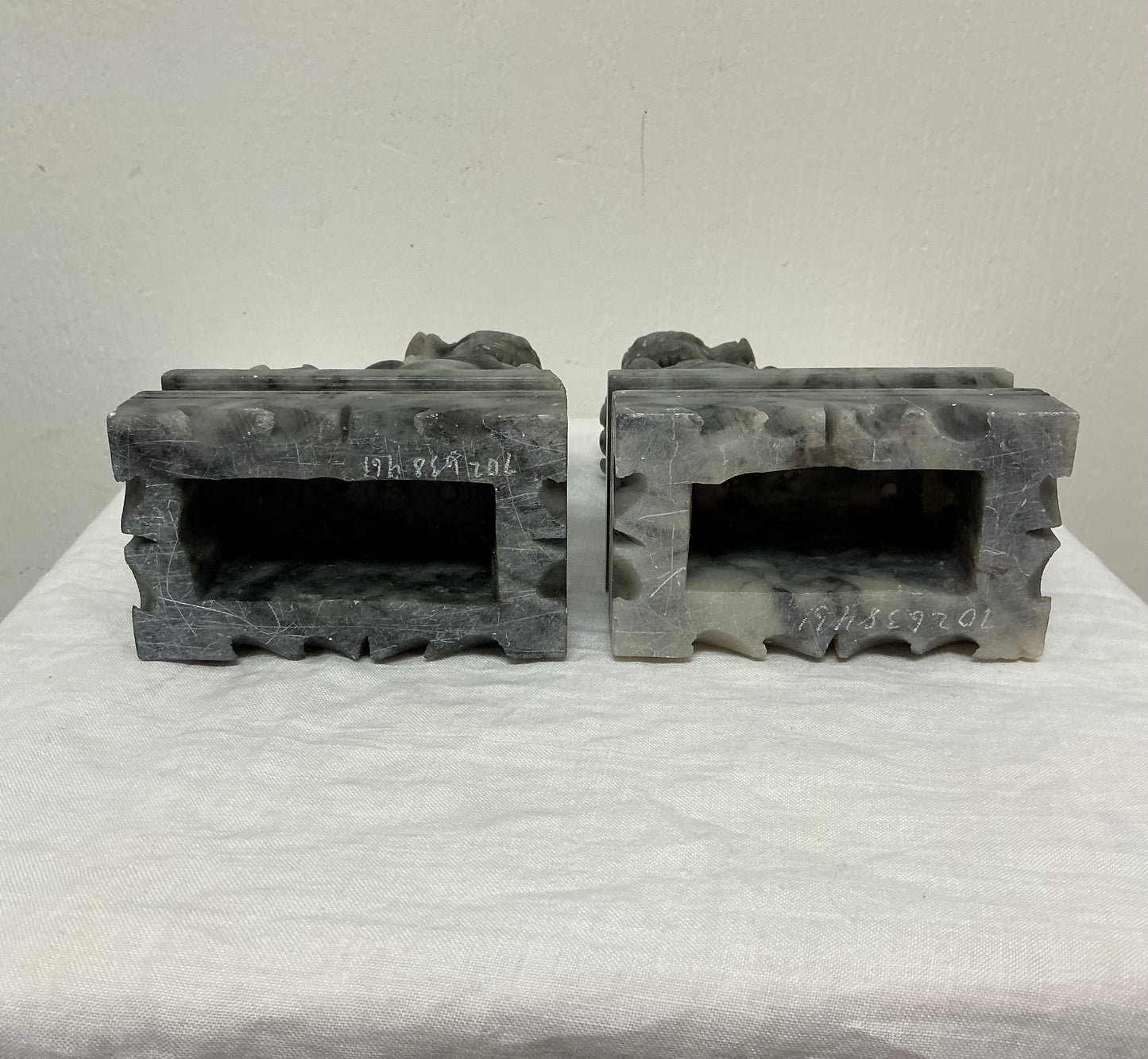 Vintage Chinese Foo Dogs Marble Bookends