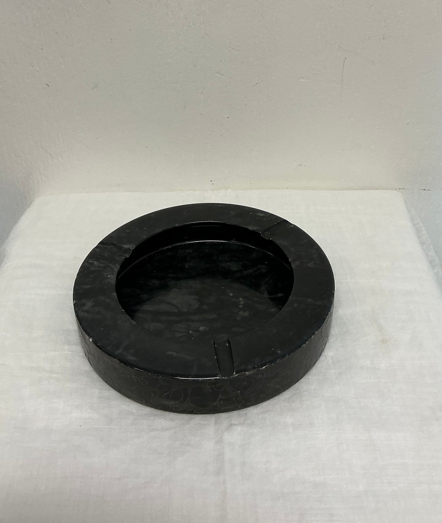 Vintage Black Granite/Marble Engraved Ashtray