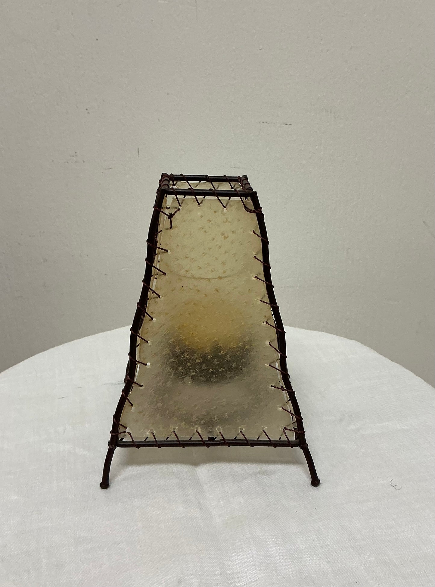 Unique Small Vintage Metal & Textured Plastic Table Lantern Candle Holder