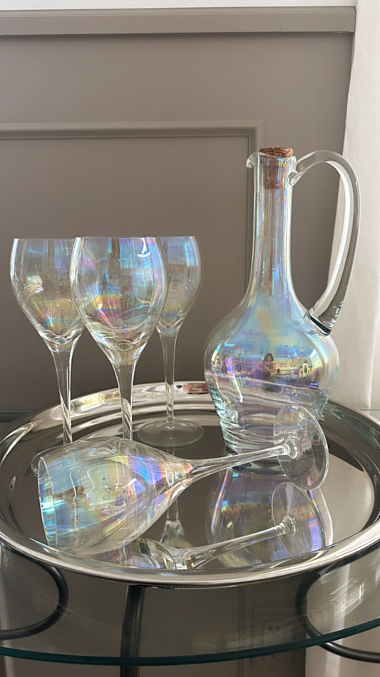 Vintage Iridescent Wine Set