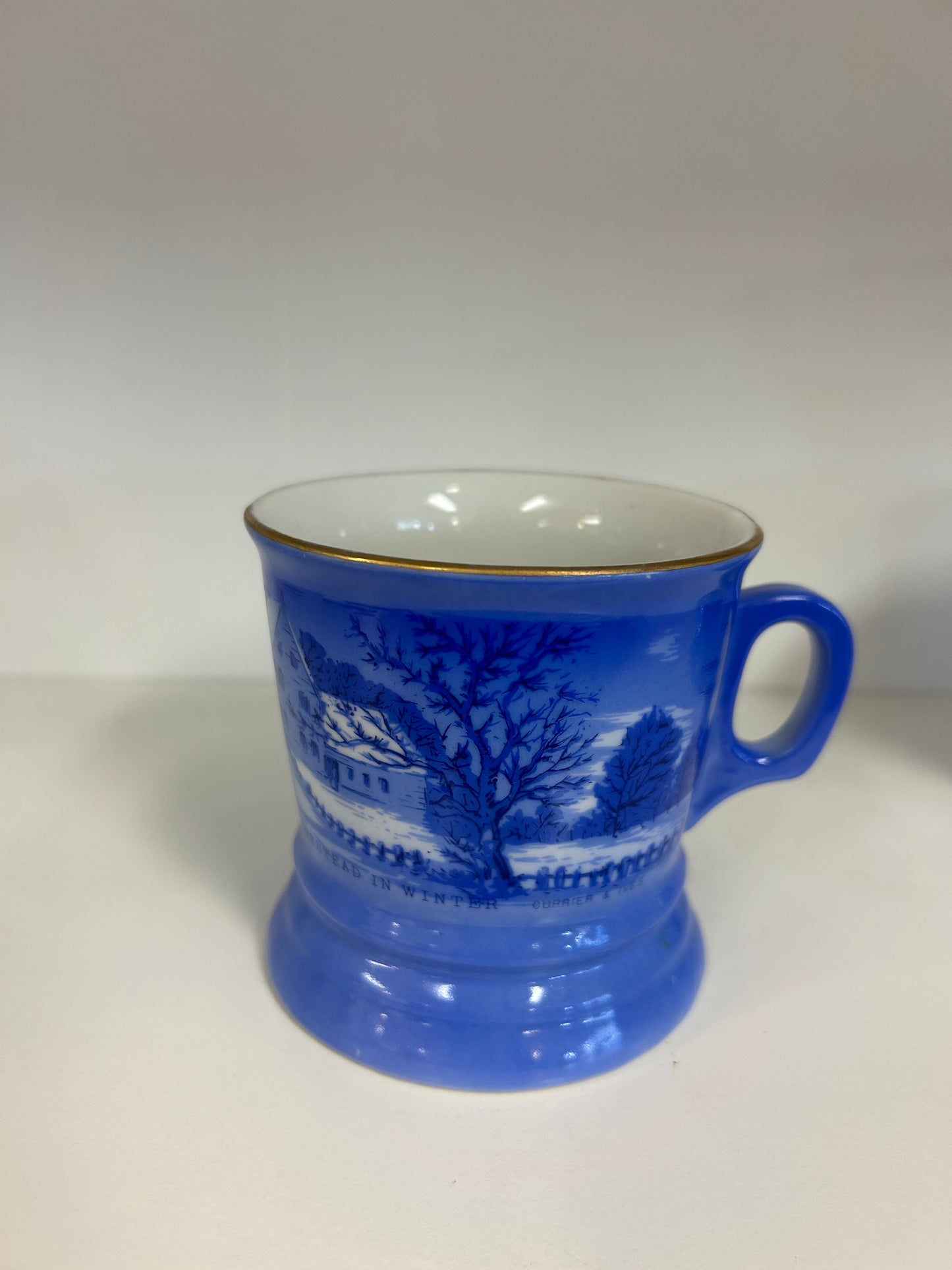 Currier And Ives Gold Rim Mugs