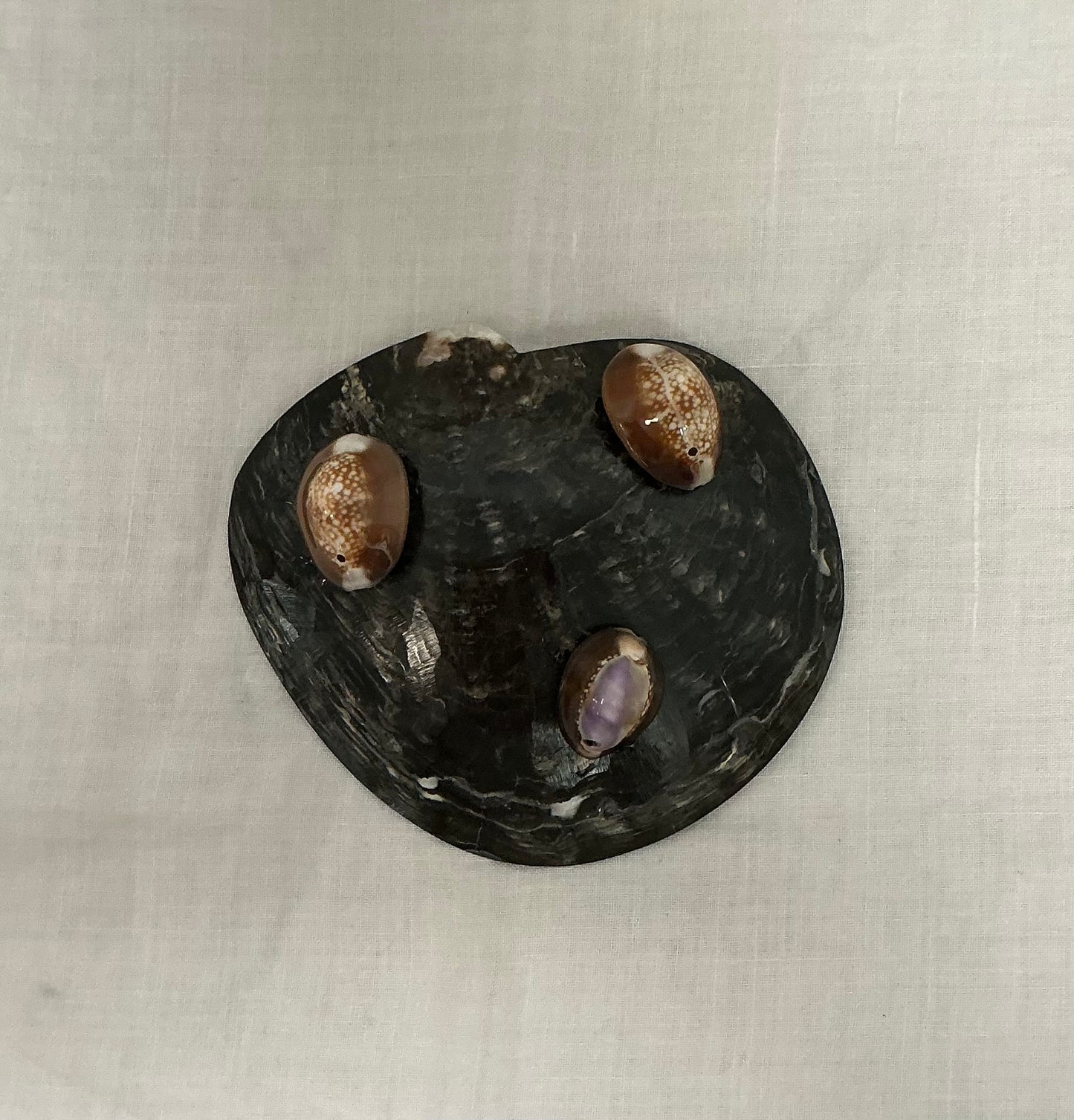 Vintage Capiz Shell Footed Trinket Tray