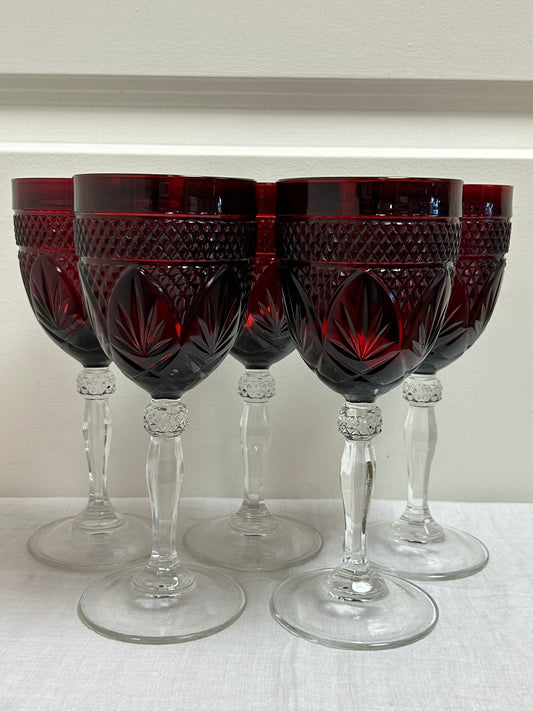 Rare Vintage Red Ruby Luminarc Goblets