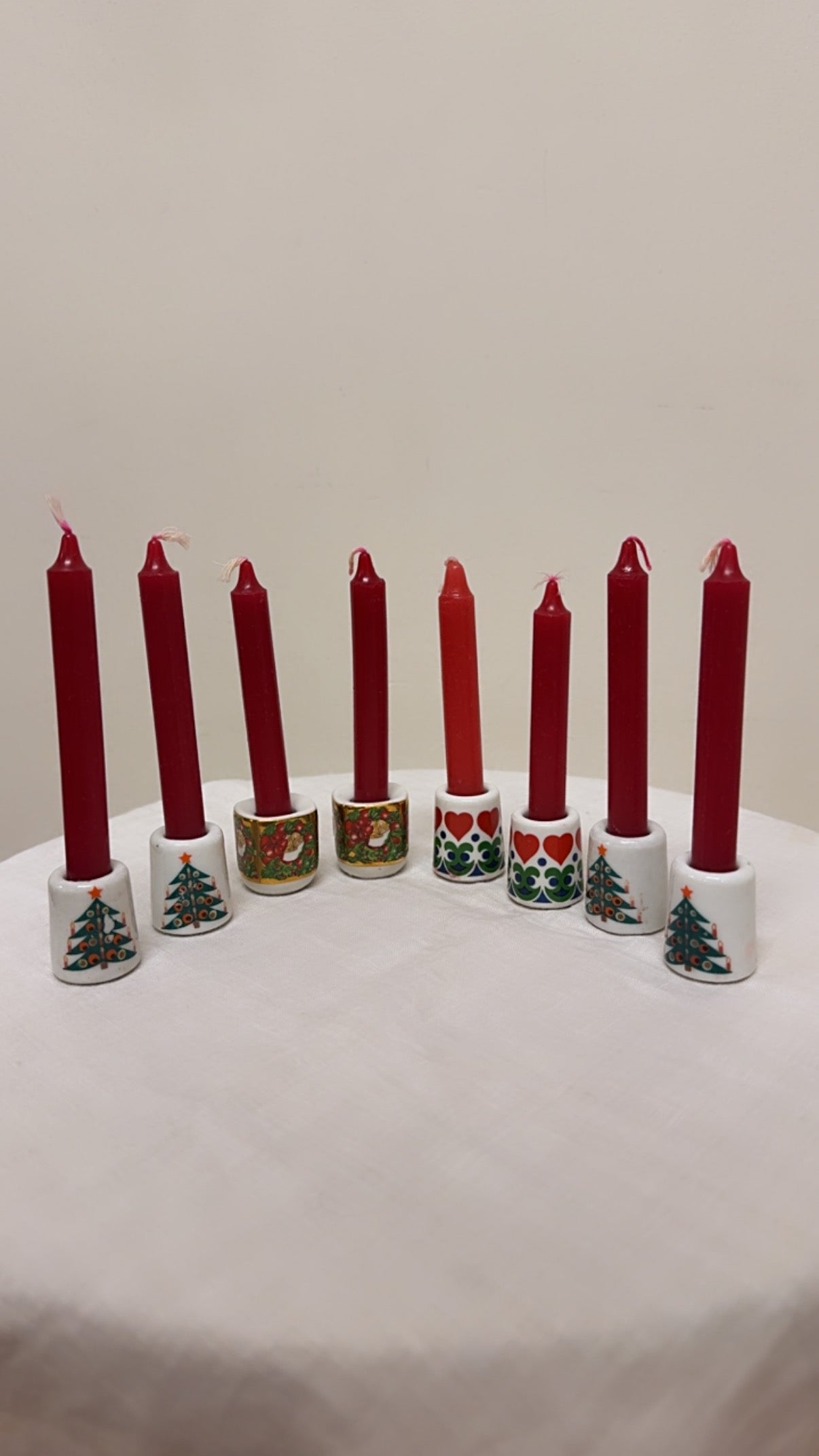 Vintage West German Ceramic Christmas Candle Holders