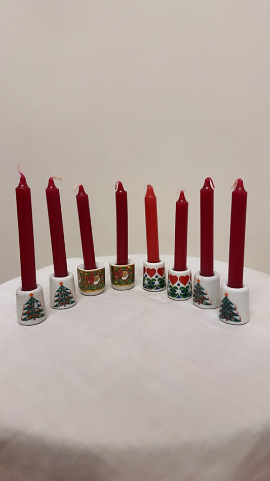 Vintage West German Ceramic Christmas Candle Holders