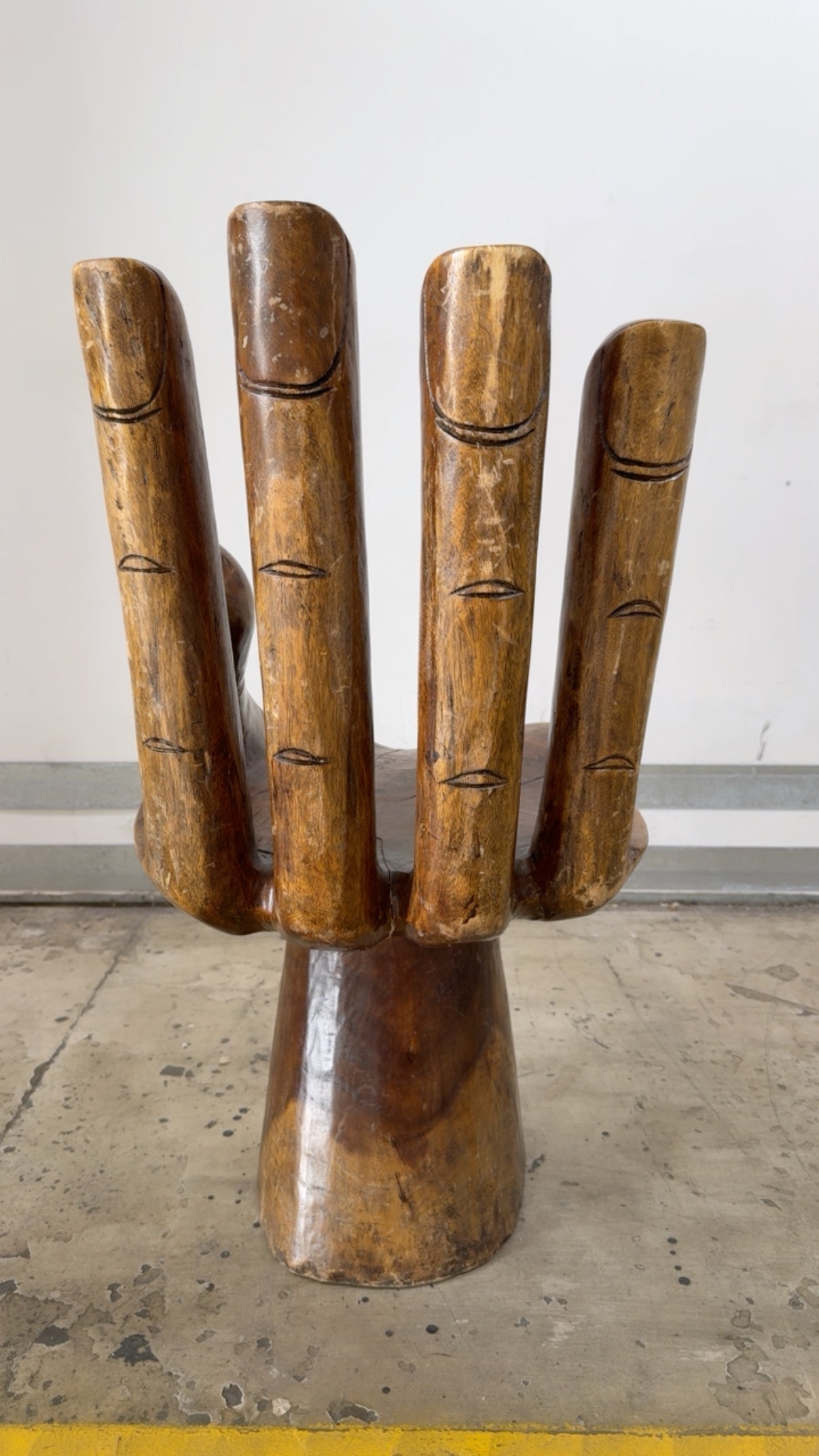 CIRCA 1970s UNIQUE HANDCARVED WOOD HAND CHAIRS