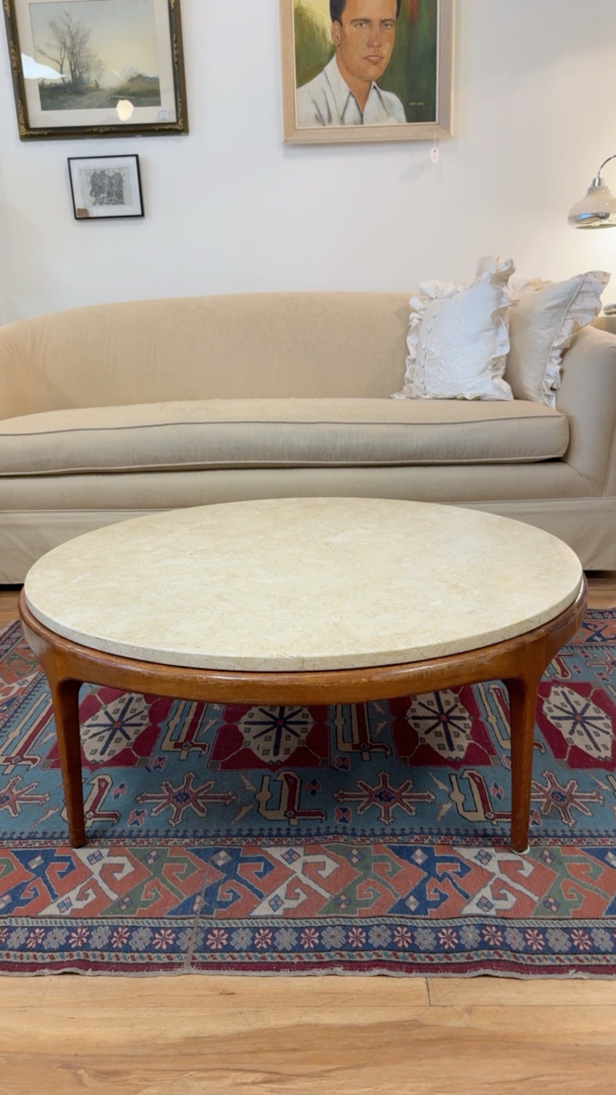 Mid-Century Modern Marble & Walnut Coffee Table | c. 1960s