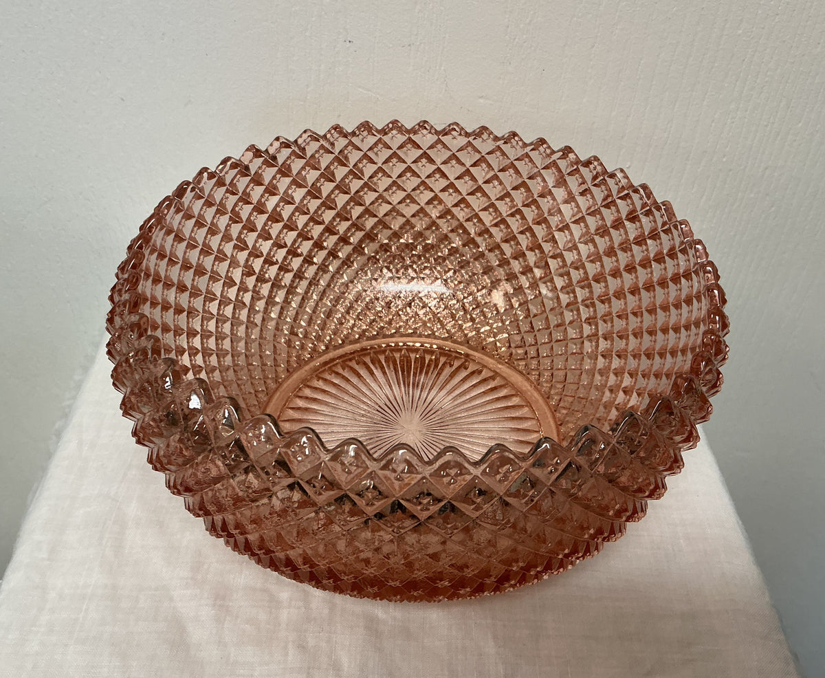 Vintage Pink Glass Serving Bowl
