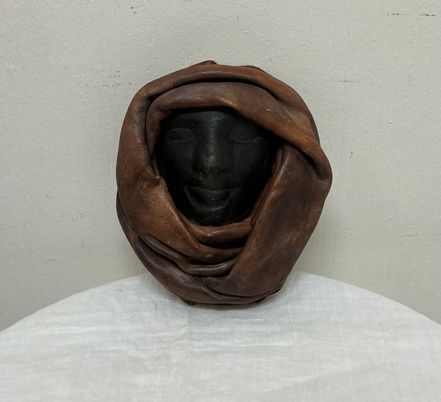 Vintage 90s Handmade Leather Wall Mask