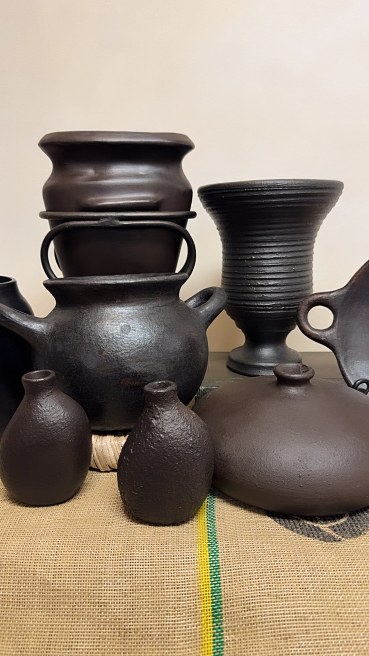 Repurposed Vintage Mexican Pottery on Iron Stand