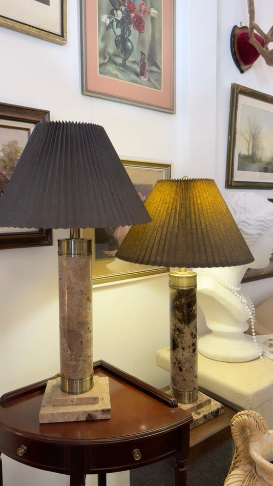 Stunning Pair of Modern Solid Marble Table Lamps