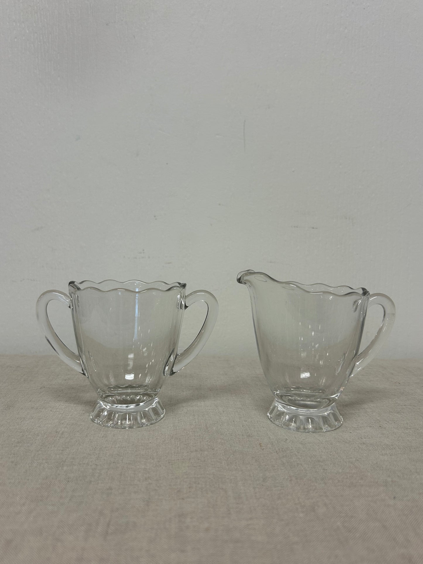 Vintage Viking Scalloped Glass Cream & Sugar Set