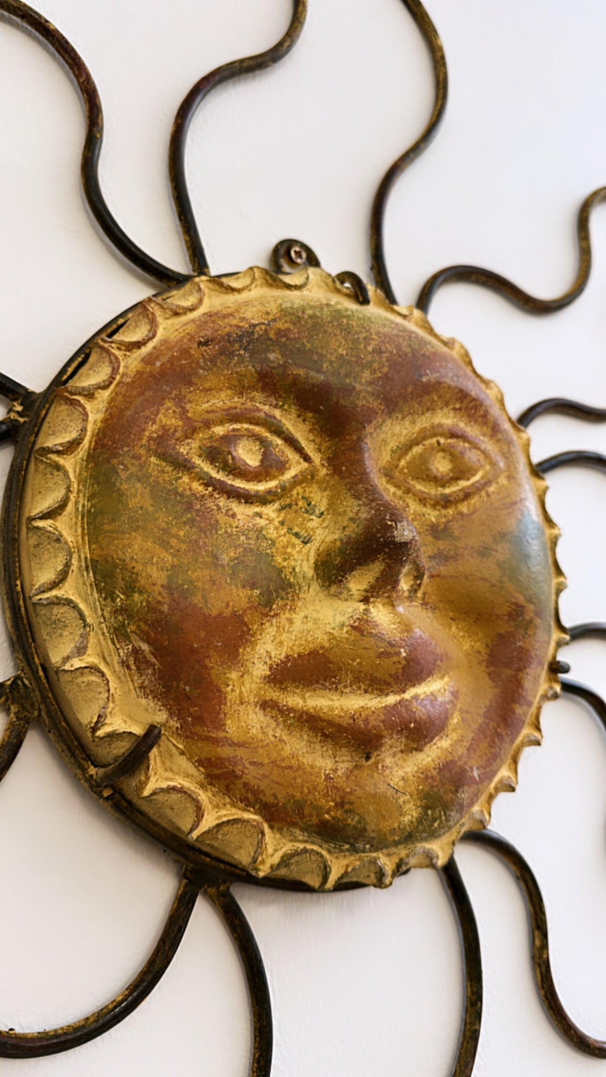 Large Vintage Clay/Metal Sun Facd