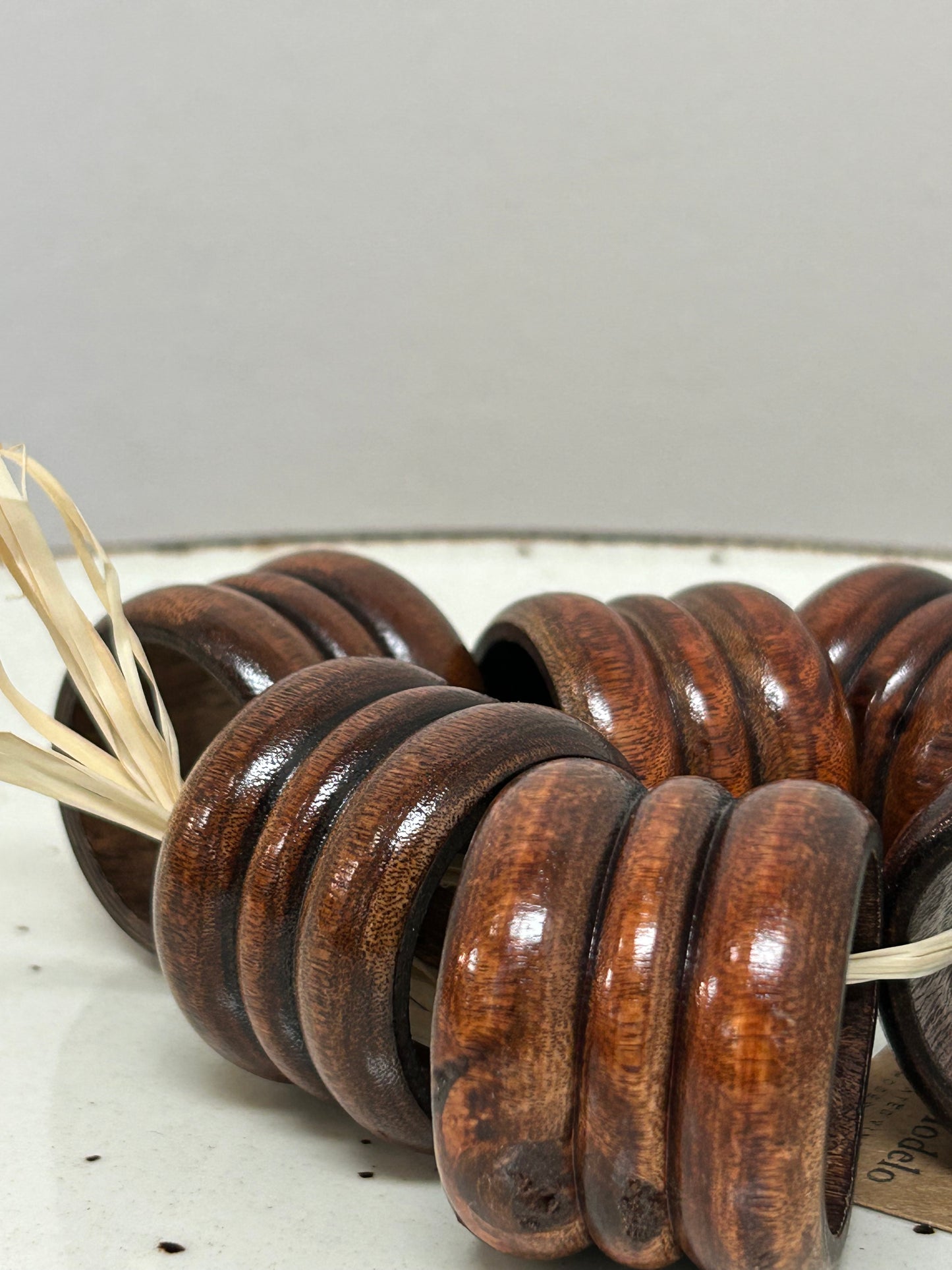 Vintage Ribbed Wood Napkin Rings