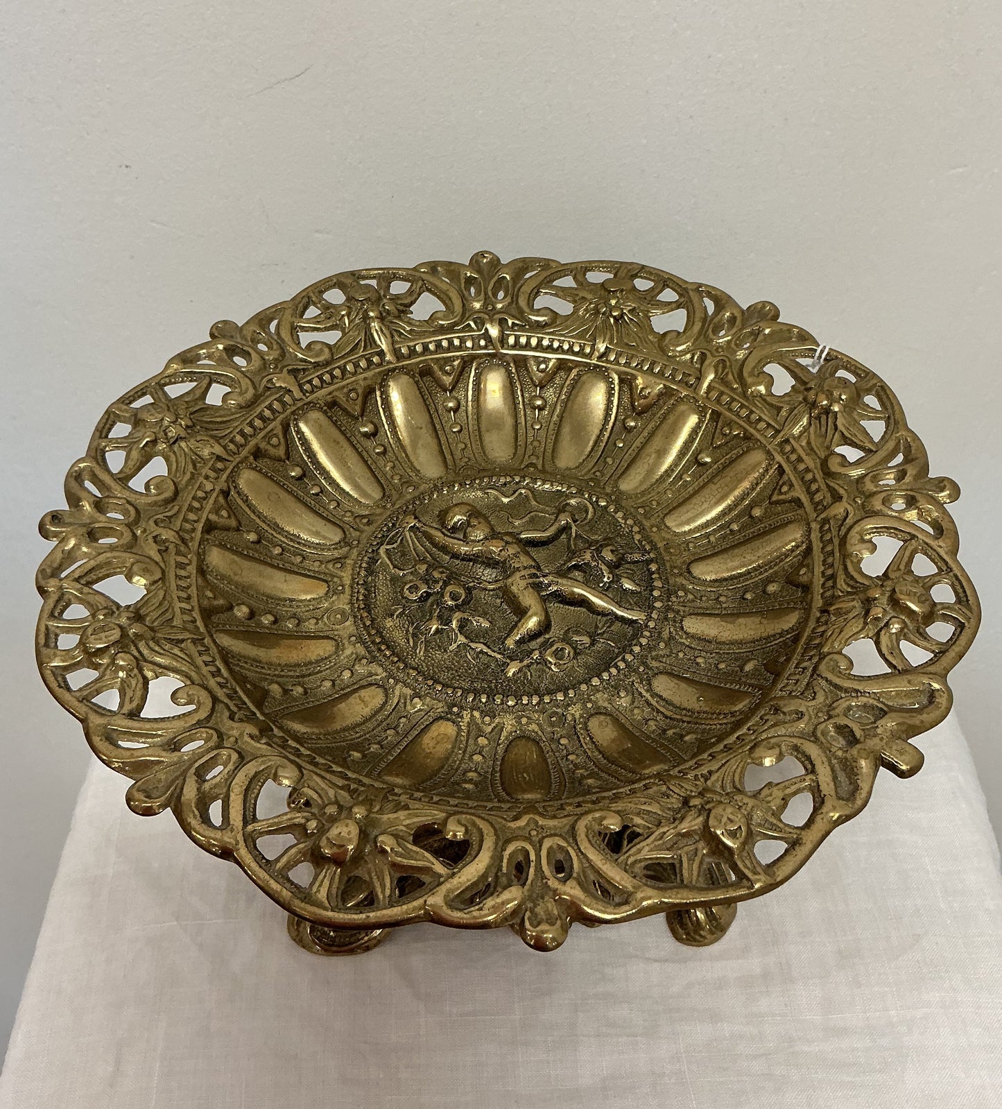 Italian Brass Cherub Footed Bowl