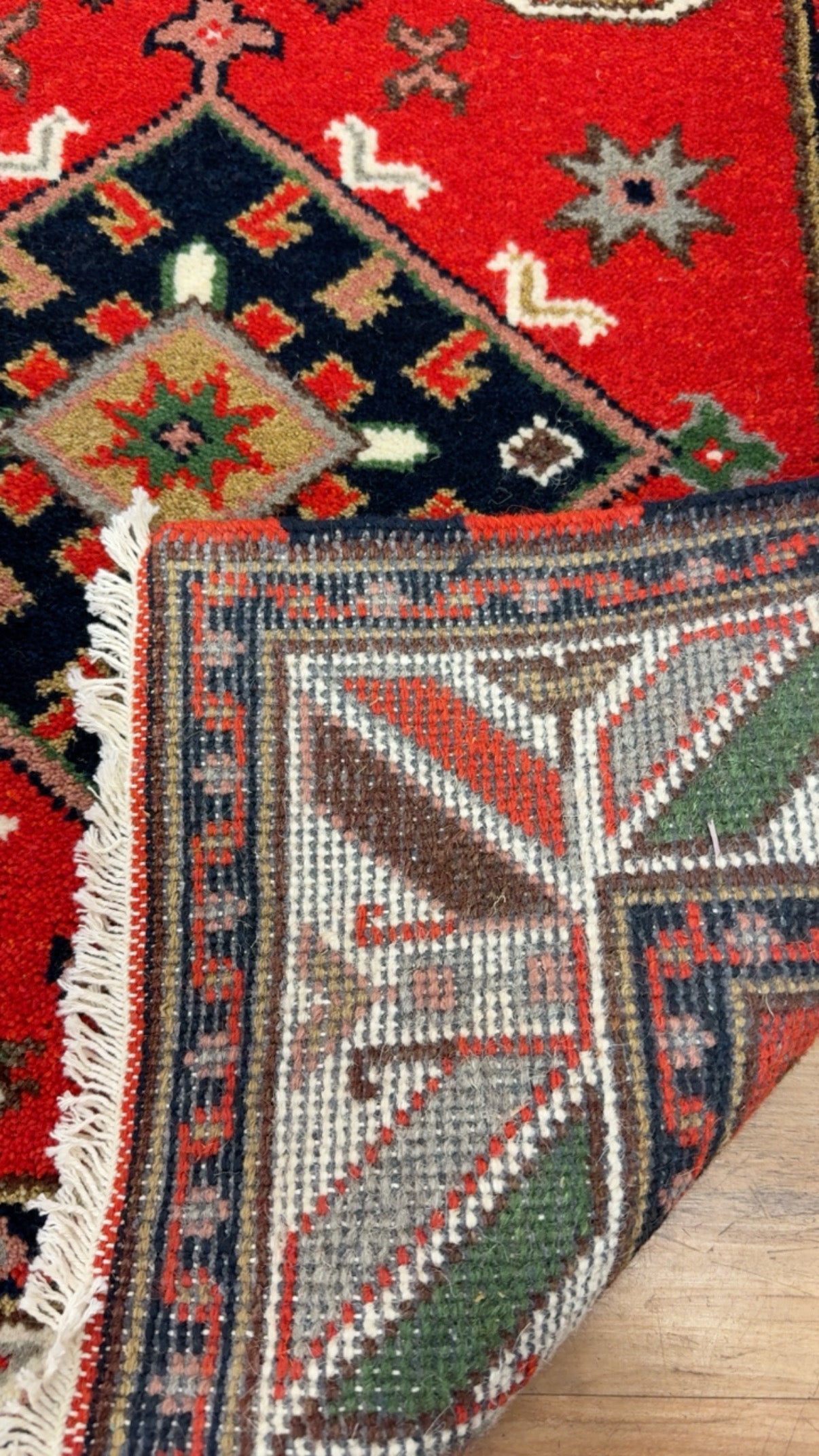 Vintage Royal Kazak Tribal Geometric Runner
