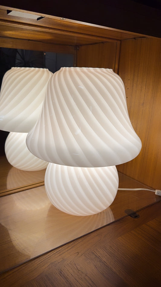 Rare 1970s Murano Pink Swirl Mushroom Table Lamp