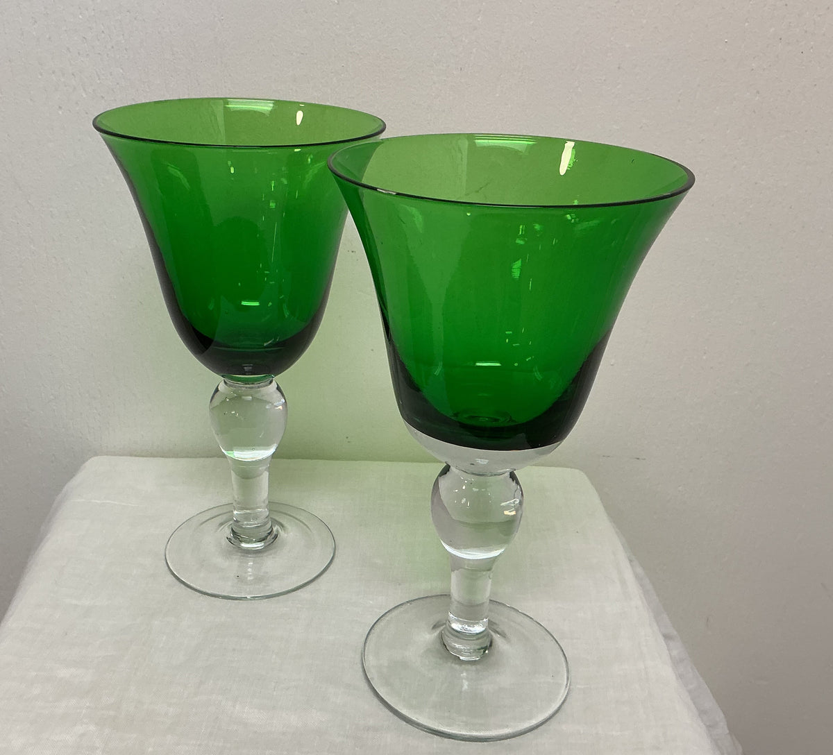 Vintage Emerald Wine Goblets