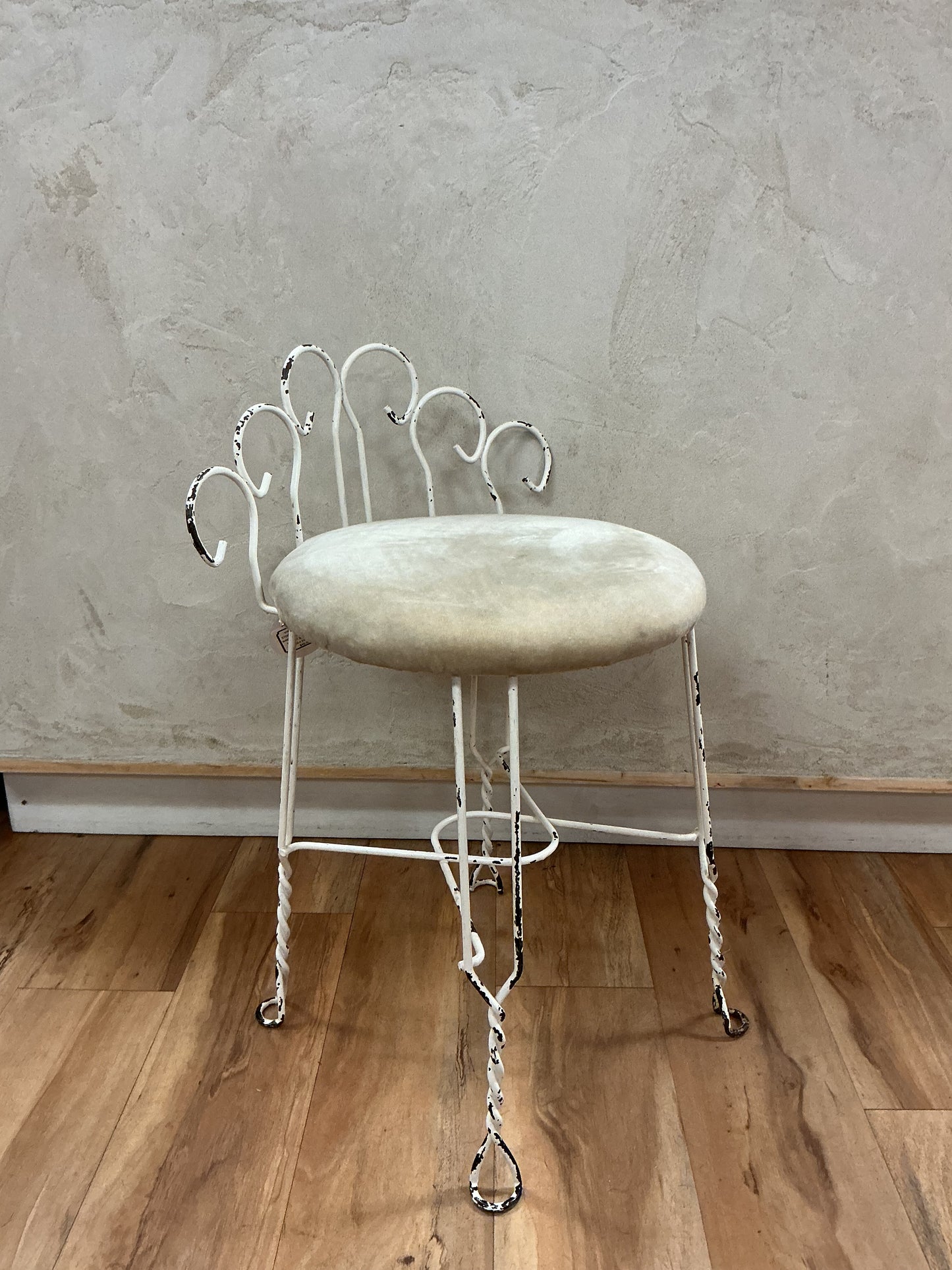 Vanity Stool with Wrought Iron Frame