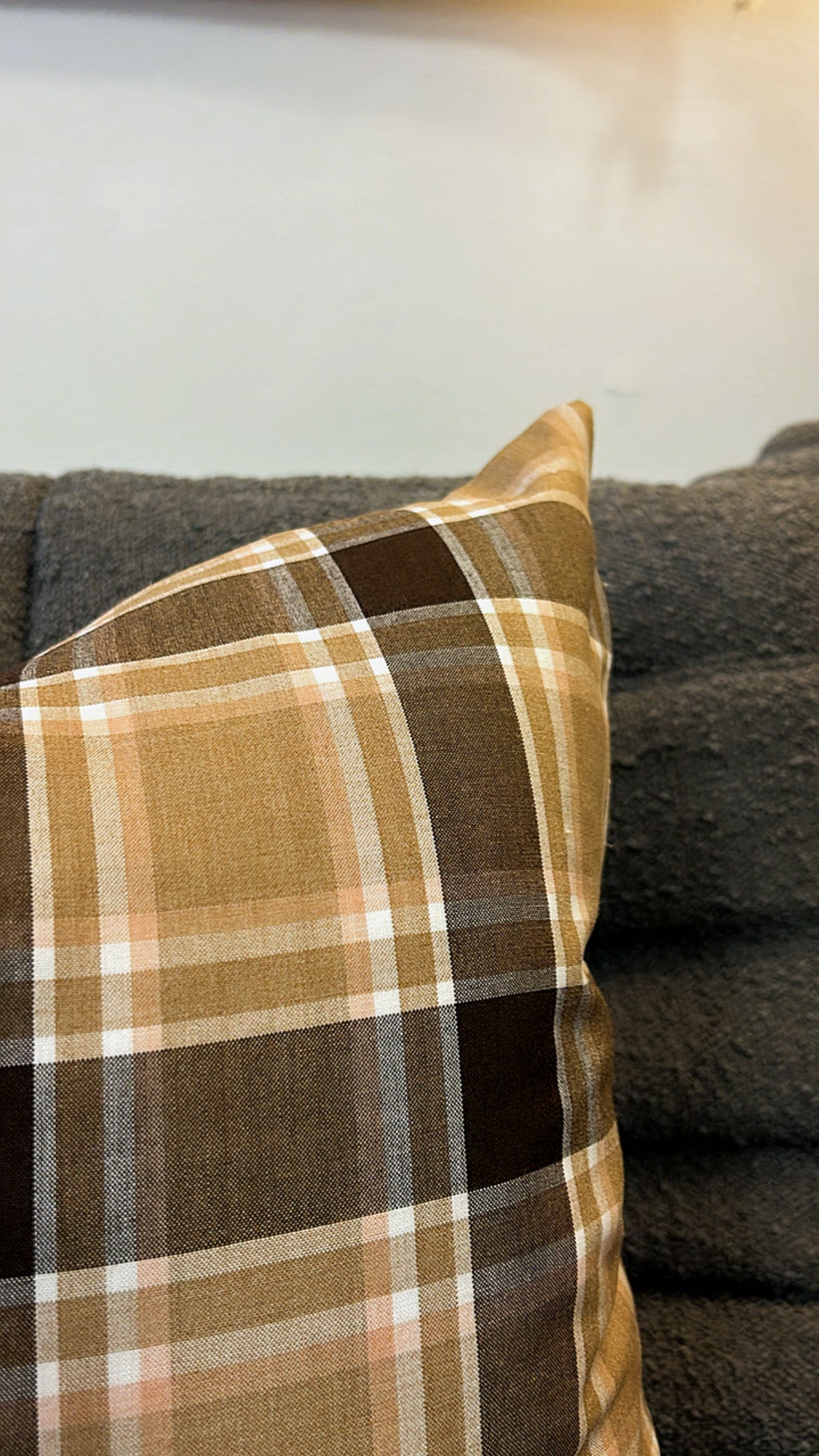 Brown Plaid Recycled Pillow