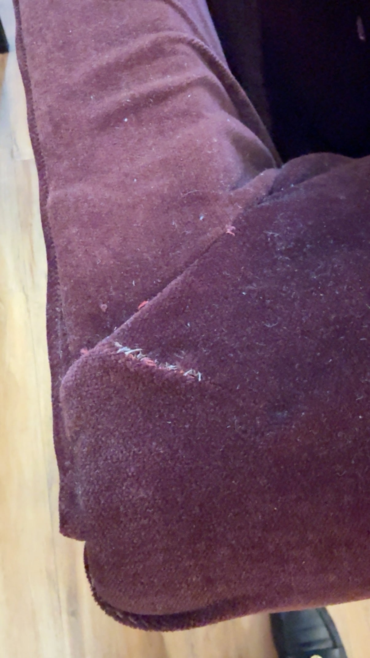 VINTAGE VELVET EGGPLANT LOVE SEAT
